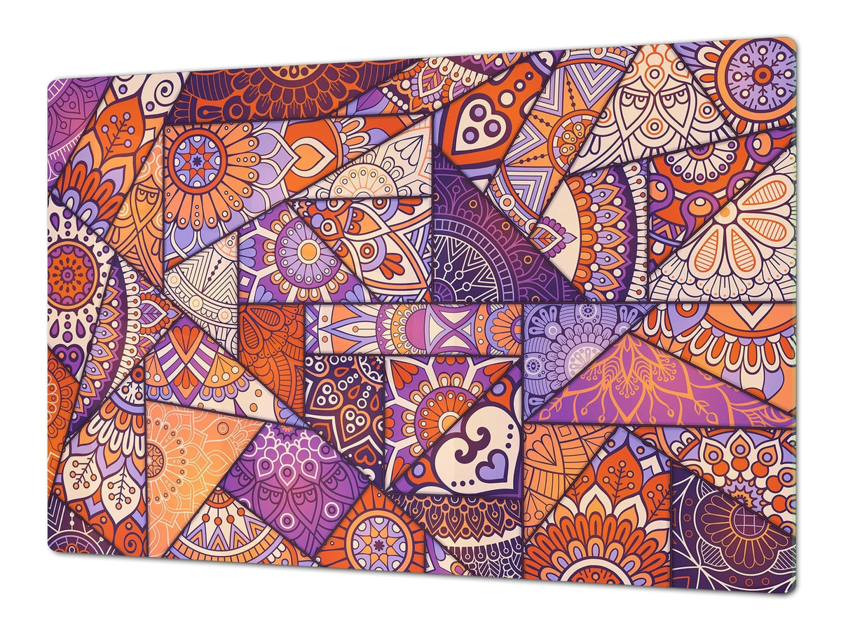 HUGE TEMPERED GLASS CHOPPING BOARD ; Moroccan design Series DD21 Egyptian floral