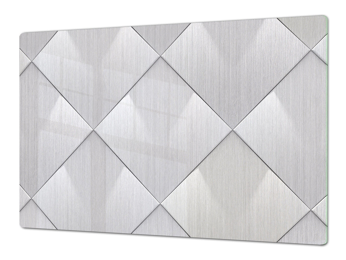 HUGE TEMPERED GLASS COOKTOP COVER – Glass Cutting Board and Worktop Saver – SINGLE: 80 x 52 cm (31,5” x 20,47”); DOUBLE: 40 x 52 cm (15,75” x 20,47”); DD40 Decorative Surfaces Series: Metal tiles