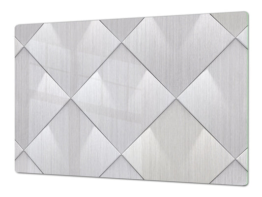 HUGE TEMPERED GLASS COOKTOP COVER – Glass Cutting Board and Worktop Saver – SINGLE: 80 x 52 cm (31,5” x 20,47”); DOUBLE: 40 x 52 cm (15,75” x 20,47”); DD40 Decorative Surfaces Series: Metal tiles