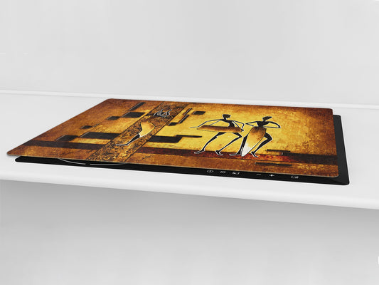 HUGE TEMPERED GLASS COOKTOP COVER - Egyptian Series DD15 Egyptian figures