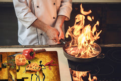 HUGE TEMPERED GLASS COOKTOP COVER - Egyptian Series DD15 Egyptian figures