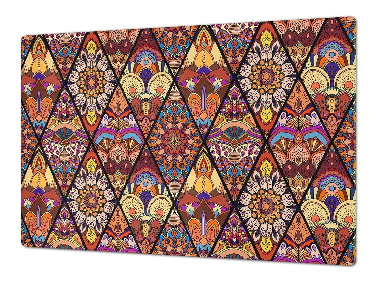 HUGE TEMPERED GLASS CHOPPING BOARD ; Moroccan design Series DD21 Moroccan design