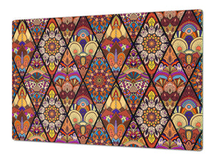 Sehr groß Küchenbrett aus Hartglas und Induktionskochplattenabdeckung;  Marokanske series DD21: Moroccan design