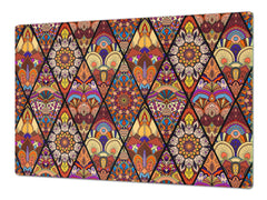 HUGE TEMPERED GLASS CHOPPING BOARD ; Moroccan design Series DD21 Moroccan design