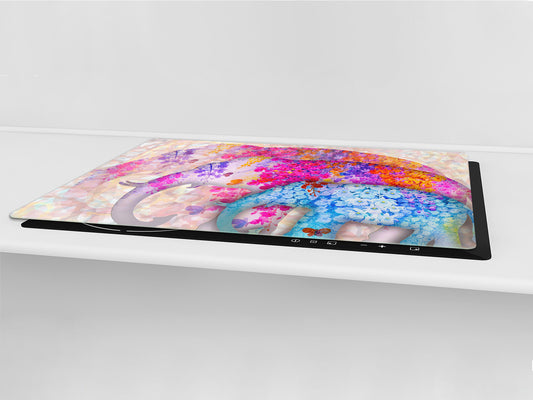 GIGANTIC CUTTING BOARD and Cooktop Cover - Glass Kitchen Board; SINGLE: 80 x 52 cm (31,5” x 20,47”); DOUBLE: 40 x 52 cm (15,75” x 20,47”); DD42 Paintings Series: Beautiful Asian nature