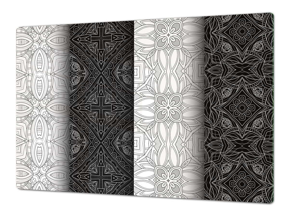 HUGE TEMPERED GLASS CHOPPING BOARD ; Moroccan design Series DD21 Vintage White