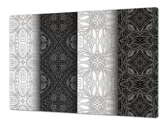 HUGE TEMPERED GLASS CHOPPING BOARD ; Moroccan design Series DD21 Vintage White