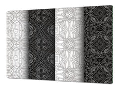 HUGE TEMPERED GLASS CHOPPING BOARD ; Moroccan design Series DD21 Vintage White