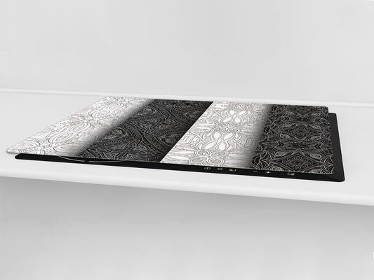 HUGE TEMPERED GLASS CHOPPING BOARD ; Moroccan design Series DD21 Vintage White