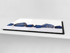 HUGE TEMPERED GLASS COOKTOP COVER - DD30 Christmas Series: Blue Christmas balls