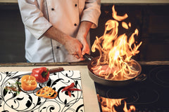 Induction Cooktop Cover – Glass Cutting Board- Flower series DD06B Floral pattern