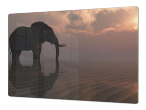 Riesig Schneidbrett aus Hartglas und schützende Arbeitsoberfläche; Animals series DD01: Elephant 2