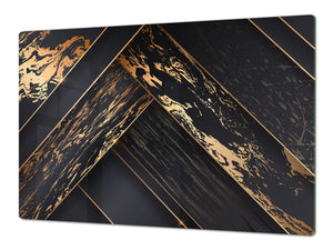 HUGE TEMPERED GLASS COOKTOP COVER – Glass Cutting Board and Worktop Saver – SINGLE: 80 x 52 cm (31,5” x 20,47”); DOUBLE: 40 x 52 cm (15,75” x 20,47”); DD40 Decorative Surfaces Series: Luxury black panels