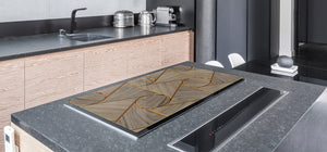 HUGE TEMPERED GLASS COOKTOP COVER – Glass Cutting Board and Worktop Saver – SINGLE: 80 x 52 cm (31,5” x 20,47”); DOUBLE: 40 x 52 cm (15,75” x 20,47”); DD40 Decorative Surfaces Series: Circles and triangles