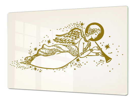HUGE TEMPERED GLASS COOKTOP COVER - DD30 Christmas Series: Golden angel