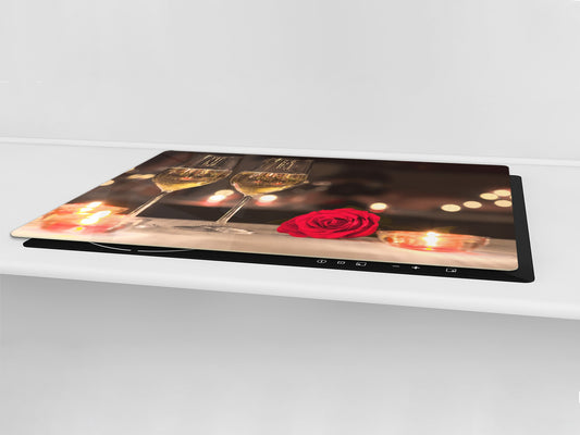 BIG KITCHEN PROTECTION BOARD or Induction Cooktop Cover - Wine Series DD04 Champagne for two