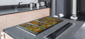BIG KITCHEN BOARD & Induction Cooktop Cover – Glass Pastry Board - Food series DD16 Mexiacan food