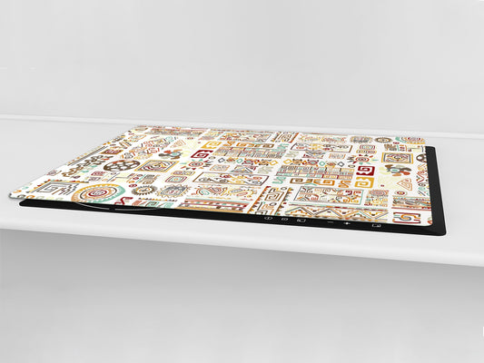 HUGE TEMPERED GLASS COOKTOP COVER - Egyptian Series DD15 Ethnic ornament