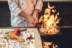 HUGE TEMPERED GLASS COOKTOP COVER - Egyptian Series DD15 Ethnic ornament