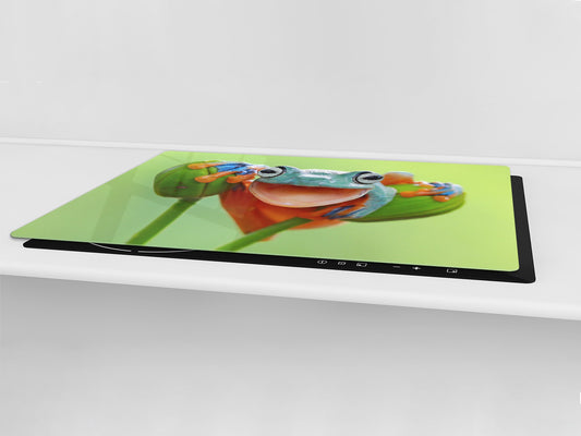 Gigantic Worktop saver and Pastry Board - Tempered GLASS Cutting Board Animals series DD01 A smiling frog 1