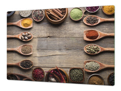 Schneidbrett aus Hartglas und schützende Arbeitsoberfläche – Schneideplatten: Sehr groß Küchenbrett aus Hartglas und Kochplattenabdeckung; spice series DD03B: Indian spices 4