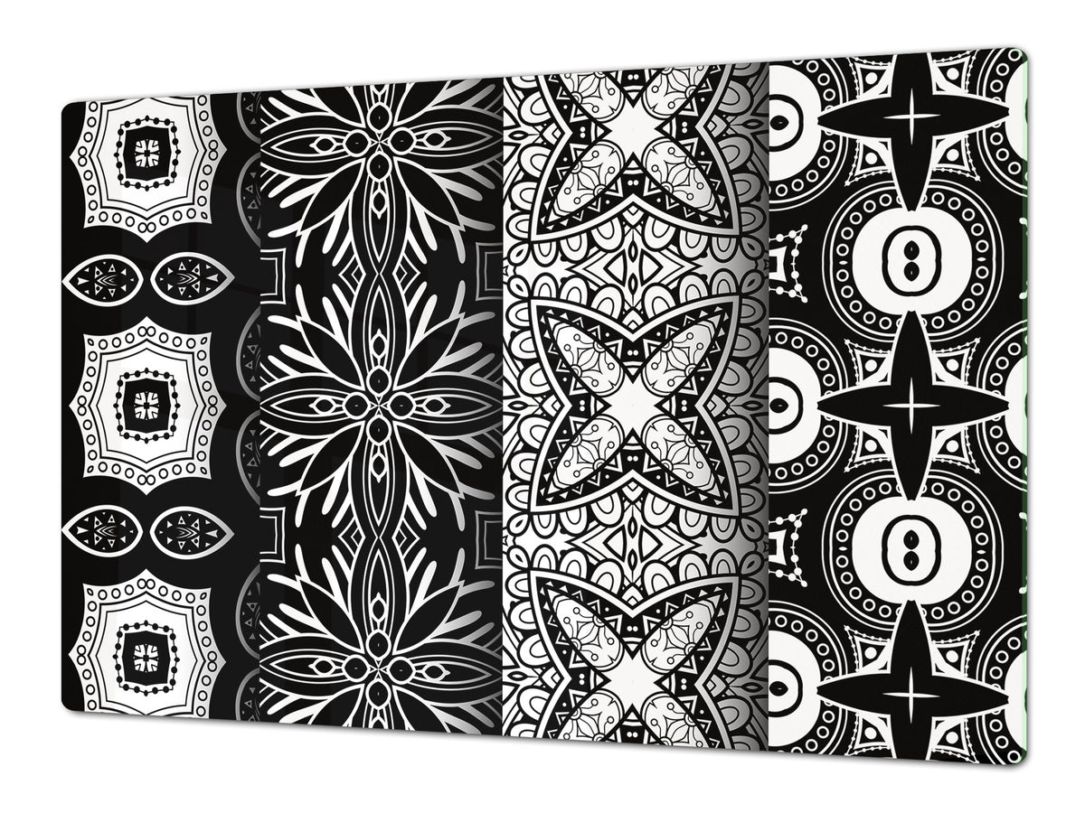 HUGE TEMPERED GLASS CHOPPING BOARD ; Moroccan design Series DD21 Vintage Black