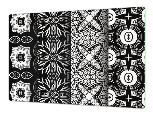 HUGE TEMPERED GLASS CHOPPING BOARD ; Moroccan design Series DD21 Vintage Black