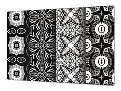 HUGE TEMPERED GLASS CHOPPING BOARD ; Moroccan design Series DD21 Vintage Black