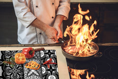 HUGE TEMPERED GLASS CHOPPING BOARD ; Moroccan design Series DD21 Vintage Black