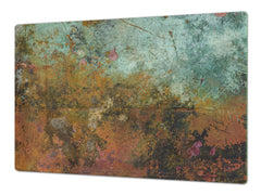 BIG KITCHEN BOARD & Induction Cooktop Cover – Glass Pastry Board DD34 Rusted textures Series: Colorfoul tarnished copper