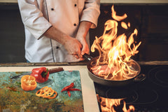 BIG KITCHEN BOARD & Induction Cooktop Cover – Glass Pastry Board DD34 Rusted textures Series: Colorfoul tarnished copper