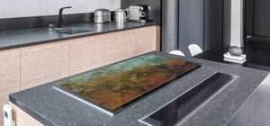 BIG KITCHEN BOARD & Induction Cooktop Cover – Glass Pastry Board DD34 Rusted textures Series: Colorfoul tarnished copper