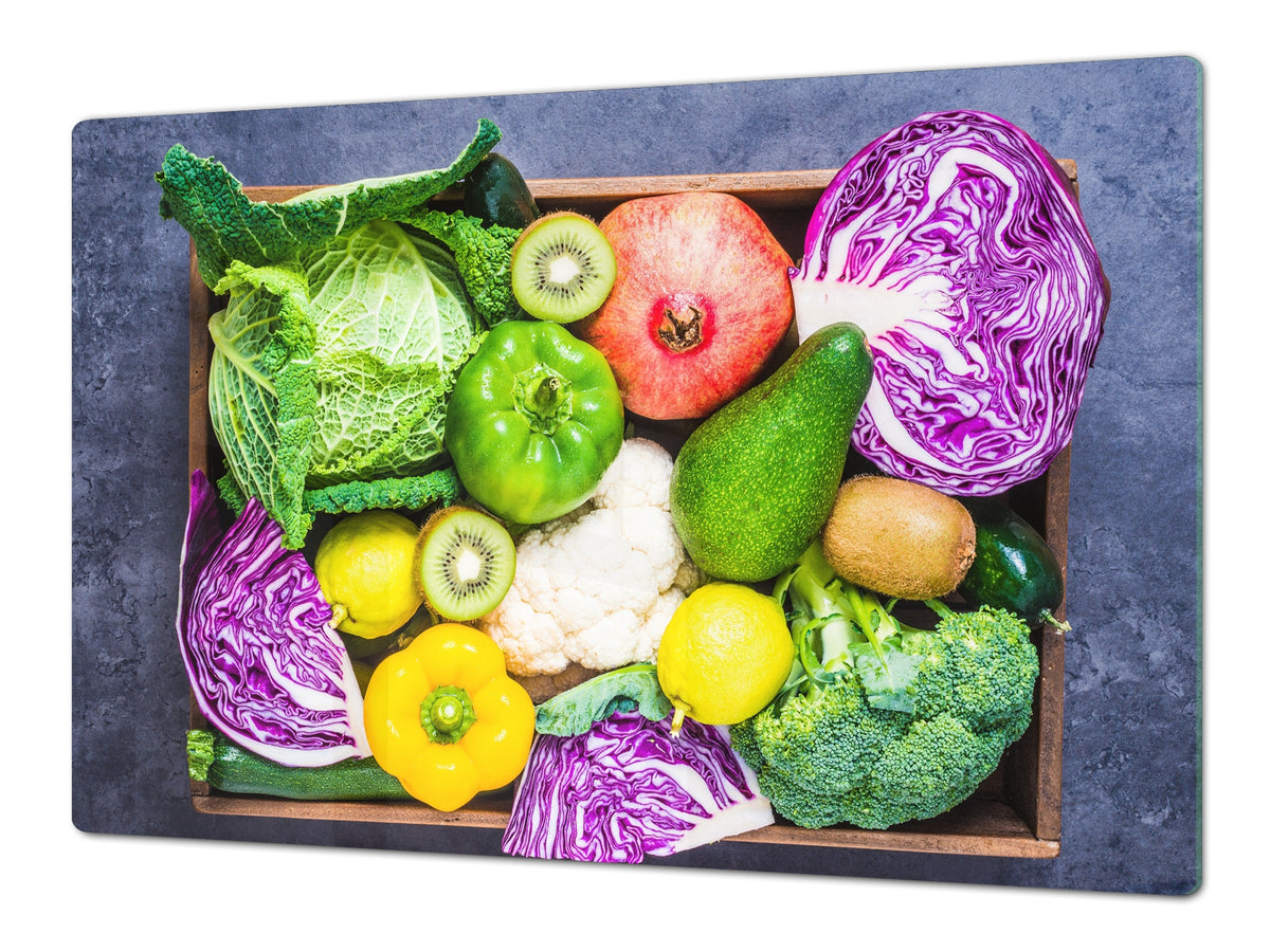 UNIQUE Tempered GLASS Kitchen Board Fruit and Vegetables series DD02 Vegetable box