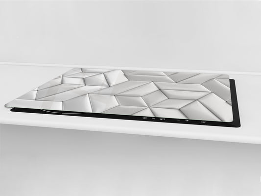 HUGE TEMPERED GLASS COOKTOP COVER – Glass Cutting Board and Worktop Saver – SINGLE: 80 x 52 cm (31,5” x 20,47”); DOUBLE: 40 x 52 cm (15,75” x 20,47”); DD40 Decorative Surfaces Series: Leather tiles