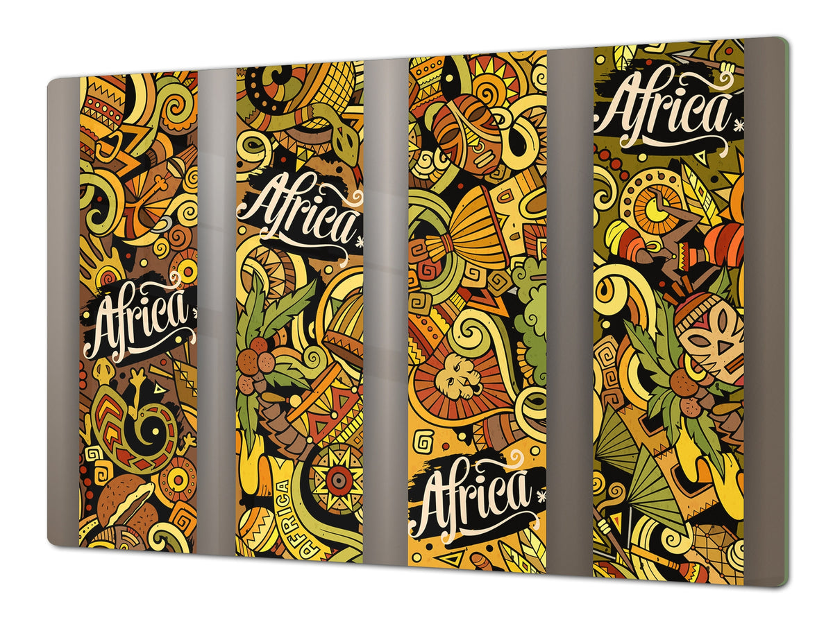 BIG KITCHEN BOARD & Induction Cooktop Cover – Glass Pastry Board - Food series DD16 African food