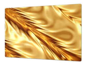 Gigantic Worktop saver and Pastry Board - Tempered GLASS Cutting Board - MEASURES: SINGLE: 80 x 52 cm; DOUBLE: 40 x 52 cm; DD38 Golden Waves Series: Luxury fabric 2