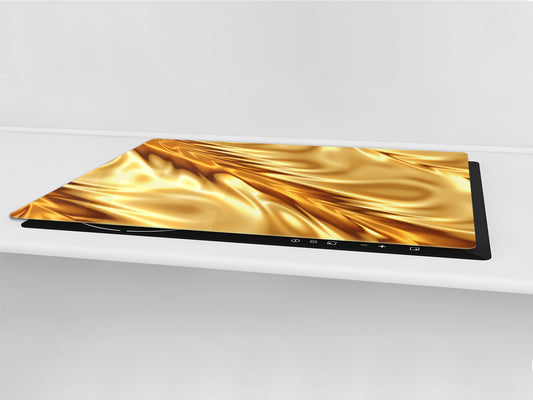 Gigantic Worktop saver and Pastry Board - Tempered GLASS Cutting Board - MEASURES: SINGLE: 80 x 52 cm; DOUBLE: 40 x 52 cm; DD38 Golden Waves Series: Luxury fabric 2