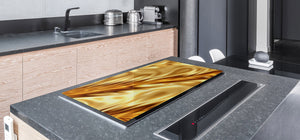 Gigantic Worktop saver and Pastry Board - Tempered GLASS Cutting Board - MEASURES: SINGLE: 80 x 52 cm; DOUBLE: 40 x 52 cm; DD38 Golden Waves Series: Luxury fabric 2