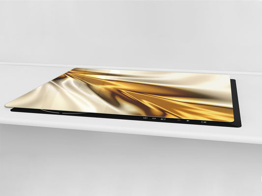 Gigantic Worktop saver and Pastry Board - Tempered GLASS Cutting Board - MEASURES: SINGLE: 80 x 52 cm; DOUBLE: 40 x 52 cm; DD38 Golden Waves Series: Golden spike