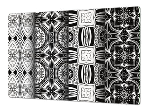 HUGE TEMPERED GLASS CHOPPING BOARD ; Moroccan design Series DD21 White and Black