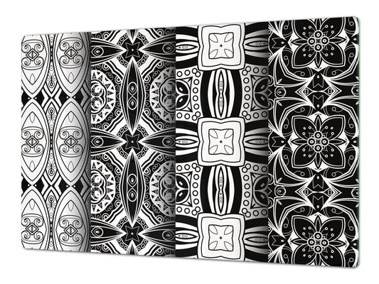HUGE TEMPERED GLASS CHOPPING BOARD ; Moroccan design Series DD21 White and Black