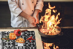 HUGE TEMPERED GLASS CHOPPING BOARD ; Moroccan design Series DD21 White and Black