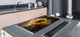 ENORMOUS  Tempered GLASS Chopping Board - Induction Cooktop Cover – SINGLE: 80 x 52 cm; DOUBLE: 40 x 52 cm; DD43 Abstract Graphics Series: Ring of fire