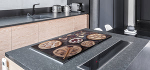 Tempered GLASS Cutting Board - Glass Kitchen Board; Cakes and Sweets Serie DD13 Cookies hearts