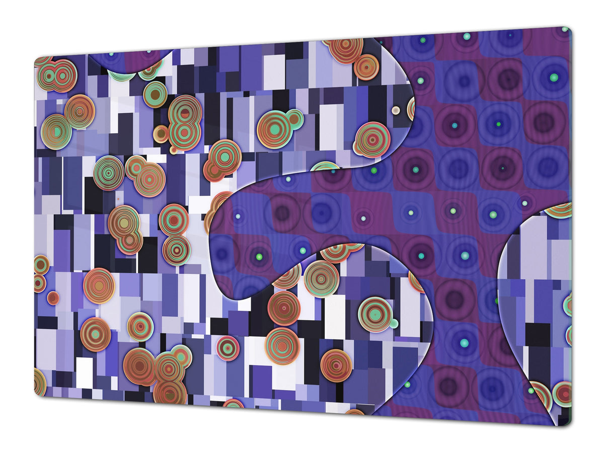 UNIQUE Tempered GLASS Kitchen Board – Abstract Series DD14 Colored circles