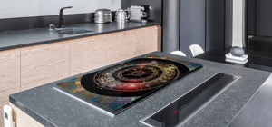 ENORMOUS  Tempered GLASS Chopping Board - Induction Cooktop Cover – SINGLE: 80 x 52 cm; DOUBLE: 40 x 52 cm; DD43 Abstract Graphics Series: Mystical astrology