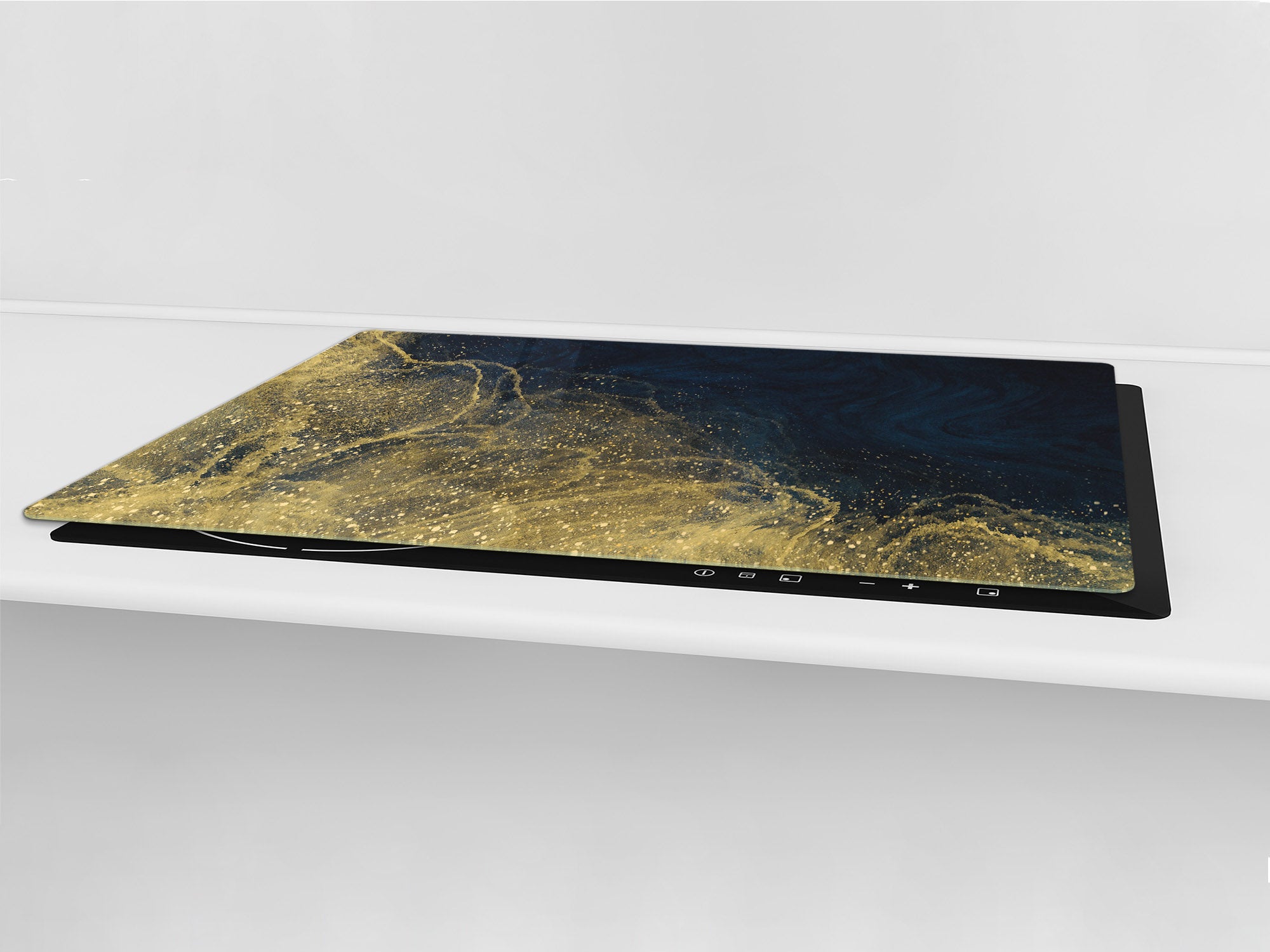 Gigantic Worktop saver and Pastry Board - Tempered GLASS Cutting Board - MEASURES: SINGLE: 80 x 52 cm; DOUBLE: 40 x 52 cm; DD38 Golden Waves Series: Wave of glitter