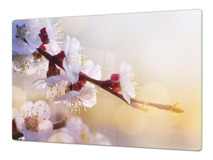 Enorm Schneidbrett aus Hartglas und schützende Arbeitsoberfläche; Flower series DD06A: Cherry blossom 3