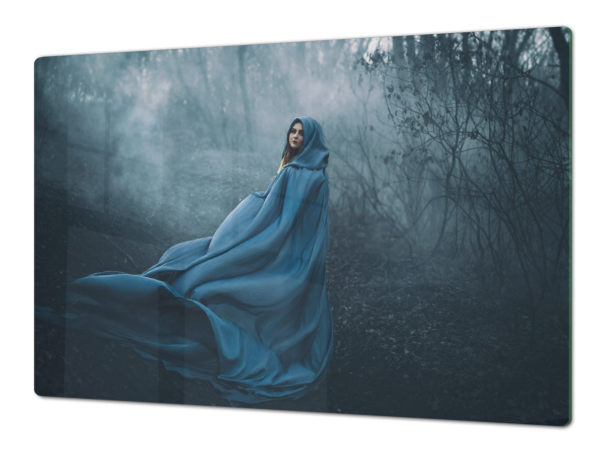 Induction Cooktop Cover – Glass Worktop saver: Fantasy and fairy-tale series DD18 A woman in a coat