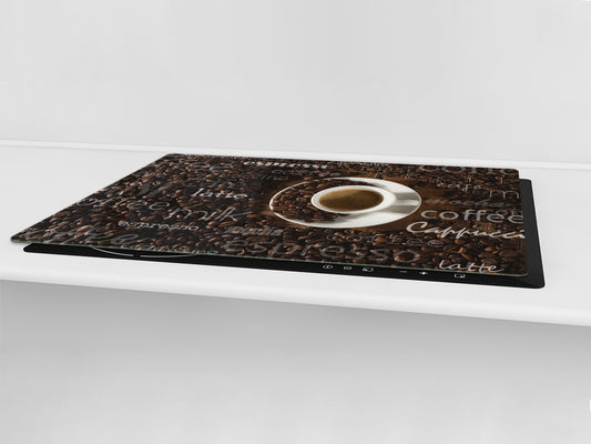 Worktop saver and Pastry Board – Glass Kitchen Board- Coffee series DD07 Coffee inscription 2